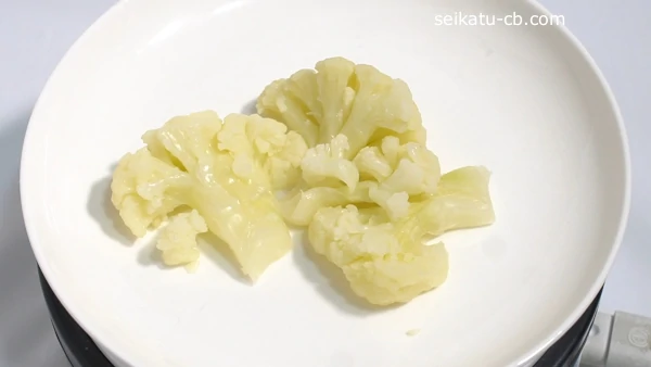 加熱解凍したレンジで加熱してから冷凍したカリフラワー