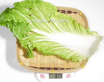 白菜の葉1枚の重さは87.7g
