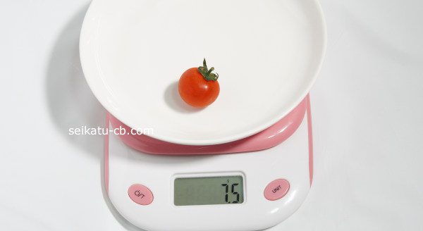 小（S）サイズミニトマト1個の重さは7.5g