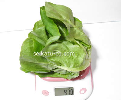 サラダ菜1株、1束の重さは97.0g