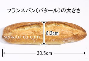 フランスパン（バタール）の大きさ