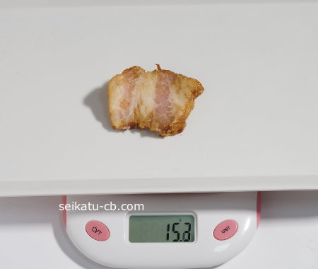 カット済み焼き豚1枚の重さは15.3g