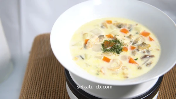 松茸の味お吸い物で作ったクラムチャウダー